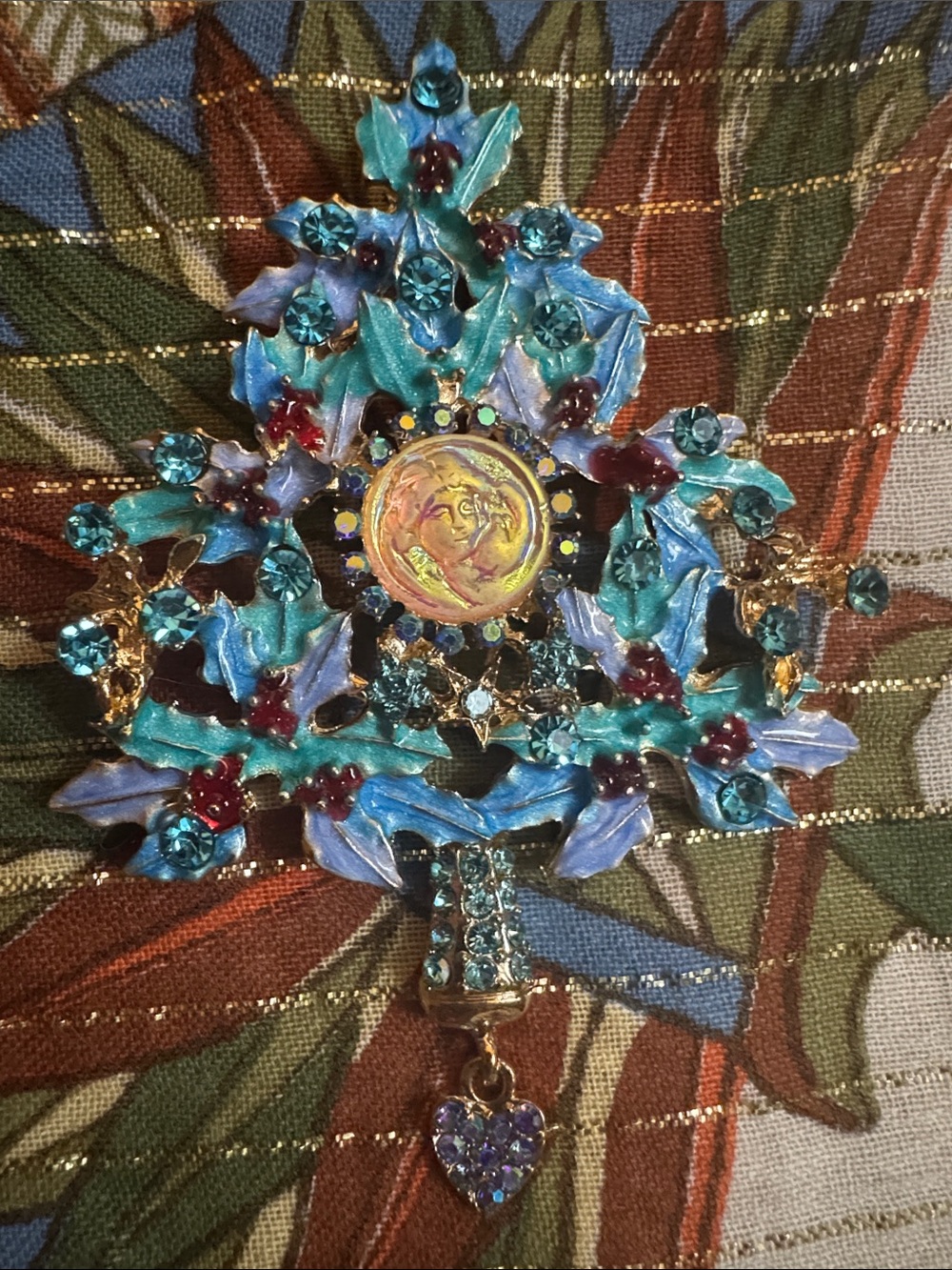 Blue and Turquoise Crystal Floral Statement Brooch - Unbranded